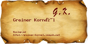 Greiner Kornél névjegykártya